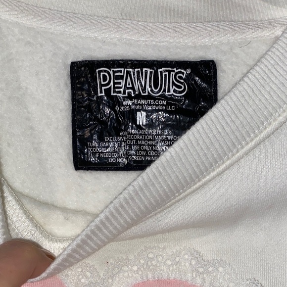 Peanuts Softest Off-White Snoopy Woodstock Heart Sweatshirt NWOT Oversized M - Picture 15 of 16